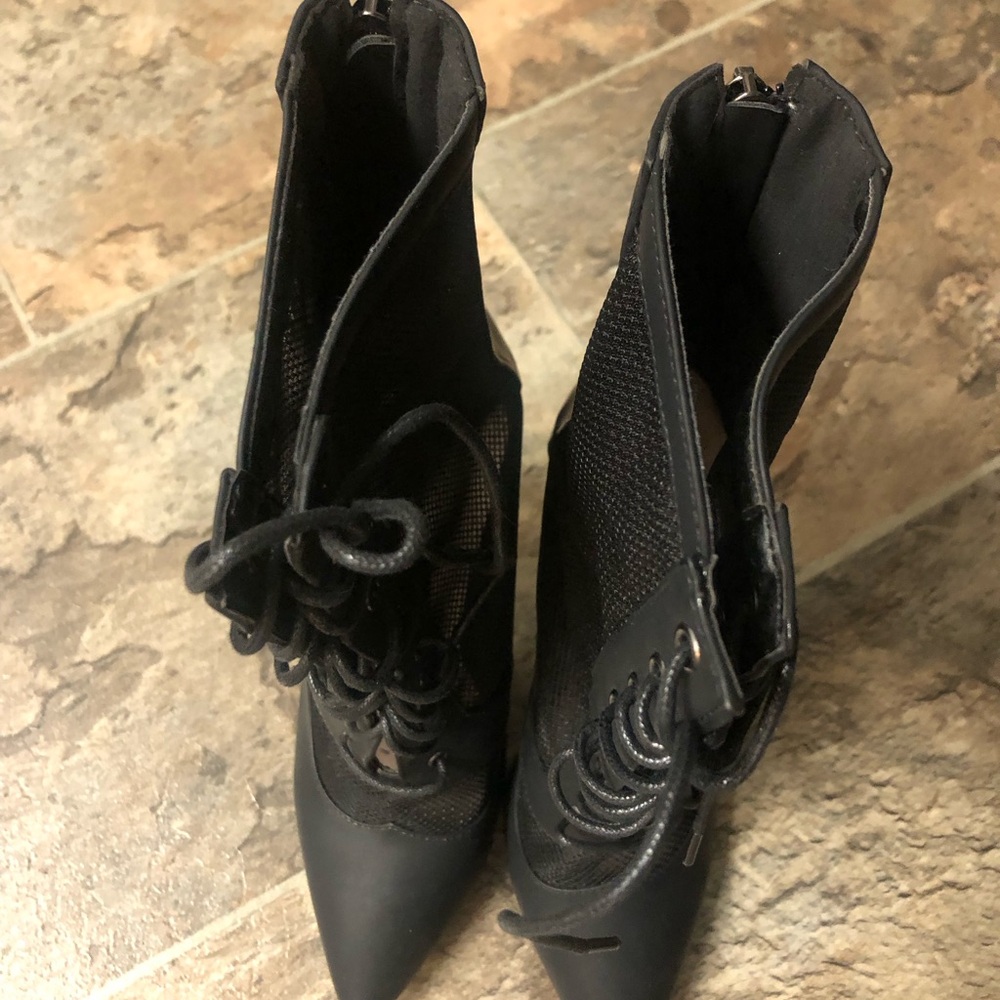 PrettyLittleThing Black Ankle Boots with Lace-Up Design